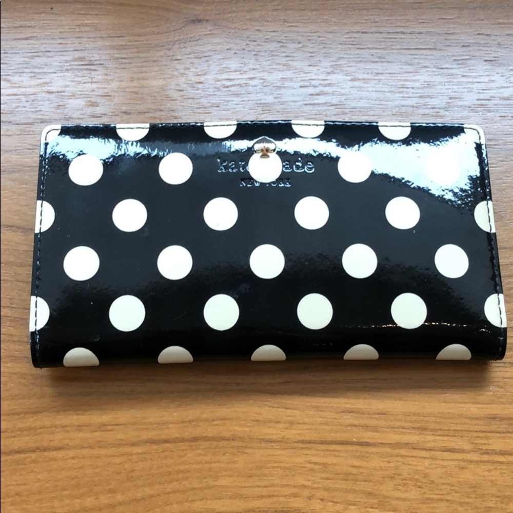 Kate spade black and white polkadot wallet